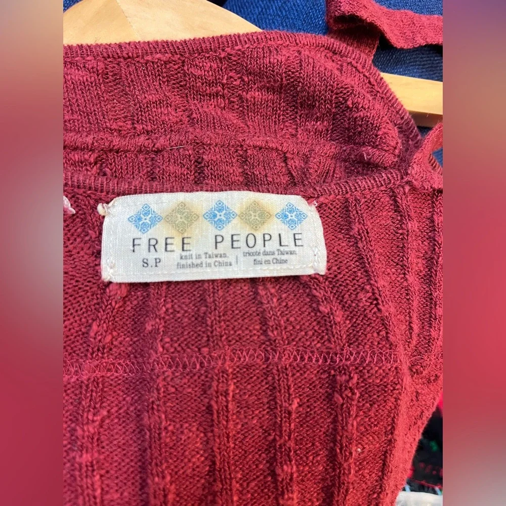 Free People Burgundy Knit Midi Dress – Slim Fit Spaghetti Strap Size‎ S